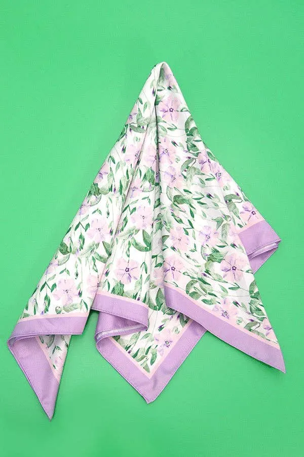 FLOWER PRINT SILKY FEELING BANDANA SCARF