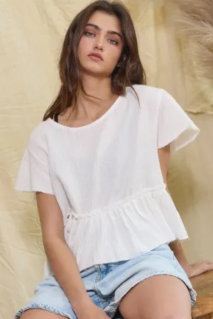 Forever And A Day Gauze Peplum Crop Top