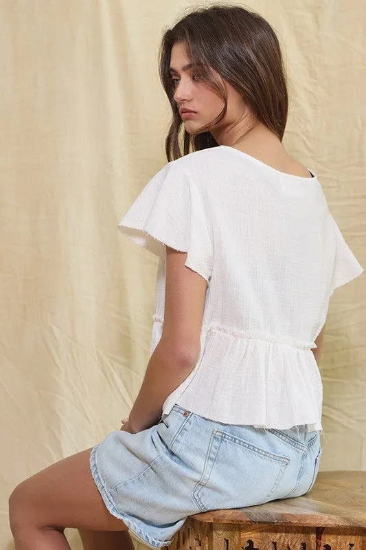 Forever And A Day Gauze Peplum Crop Top