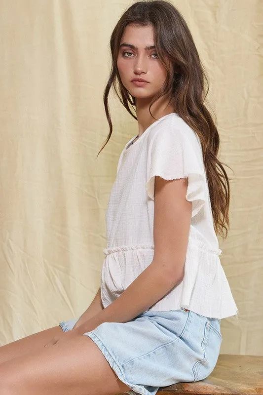 Forever And A Day Gauze Peplum Crop Top