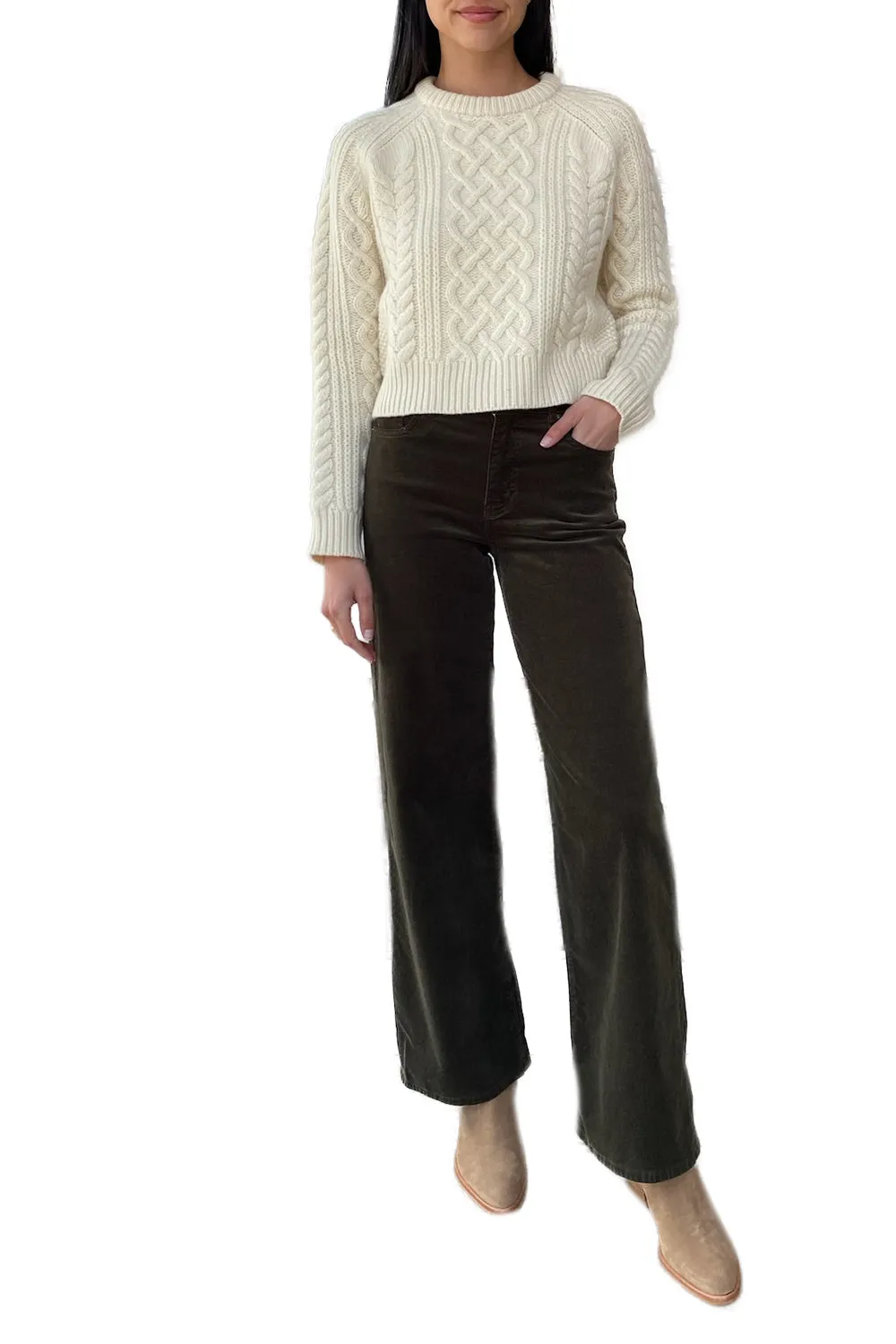 FRAME - Le Slim Palazzo Corduroy Pant - Rich Military