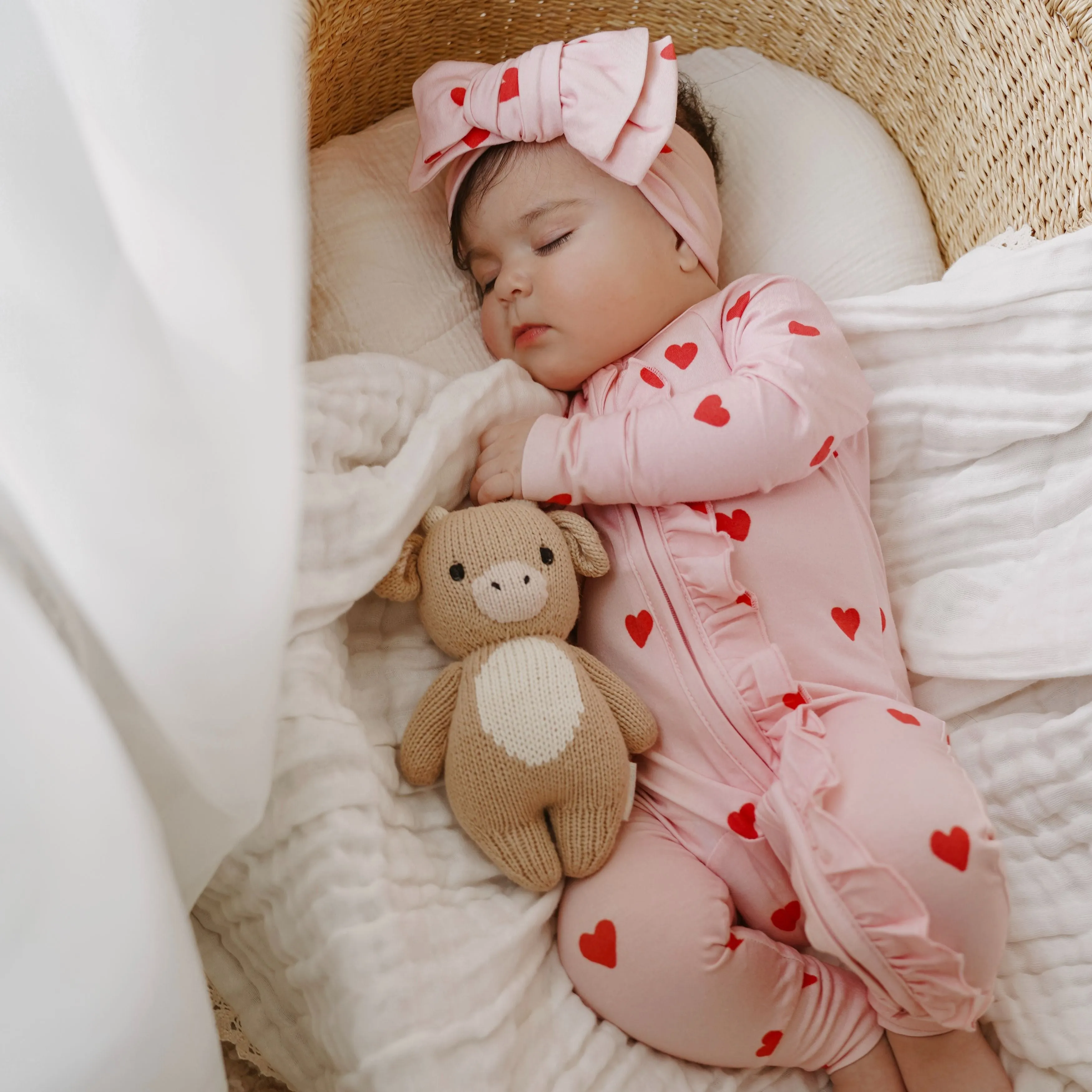 FRILL ZIP ROMPER | RED HEARTS