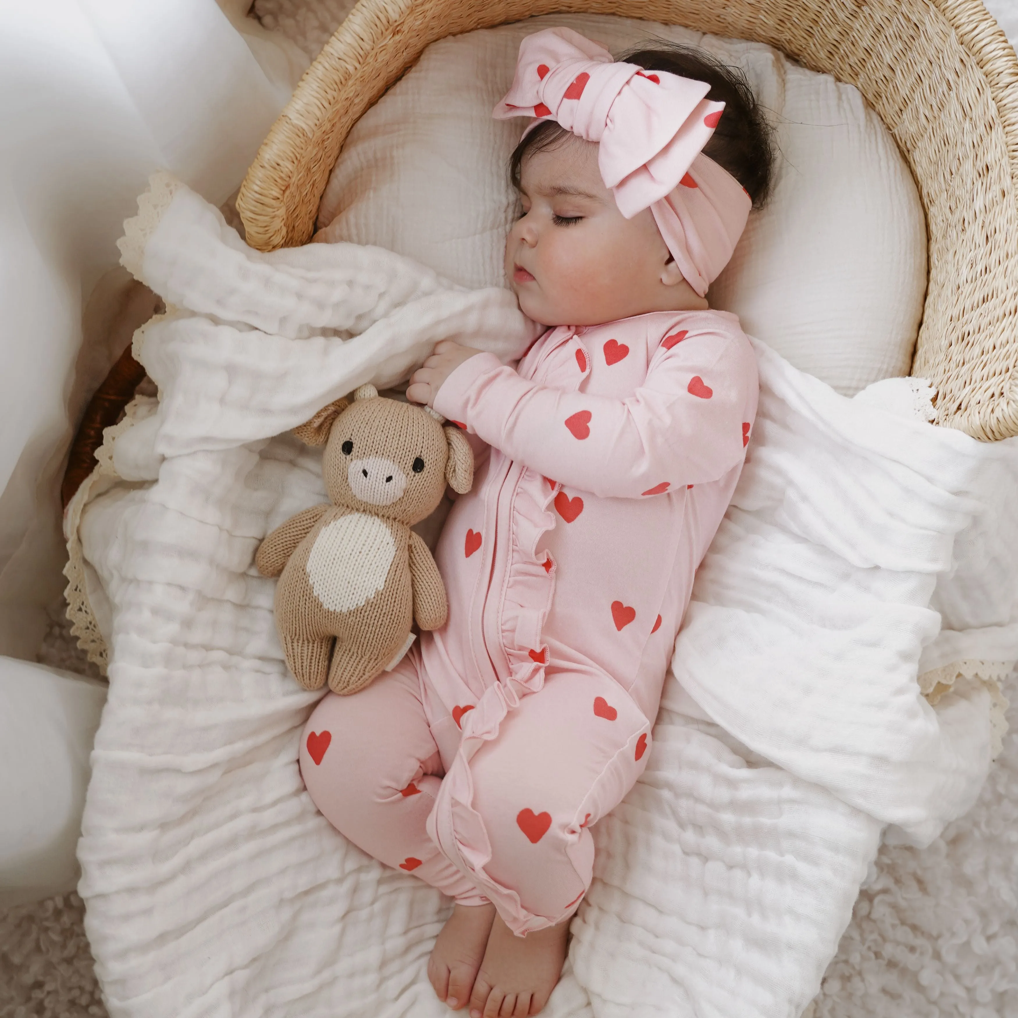 FRILL ZIP ROMPER | RED HEARTS