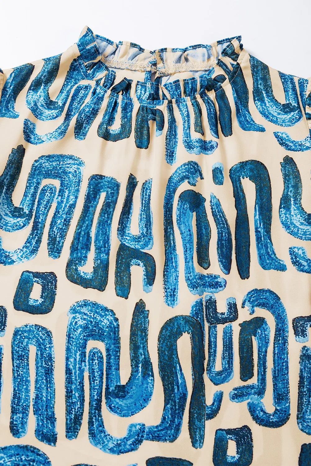 Frilled Neck Printed Top