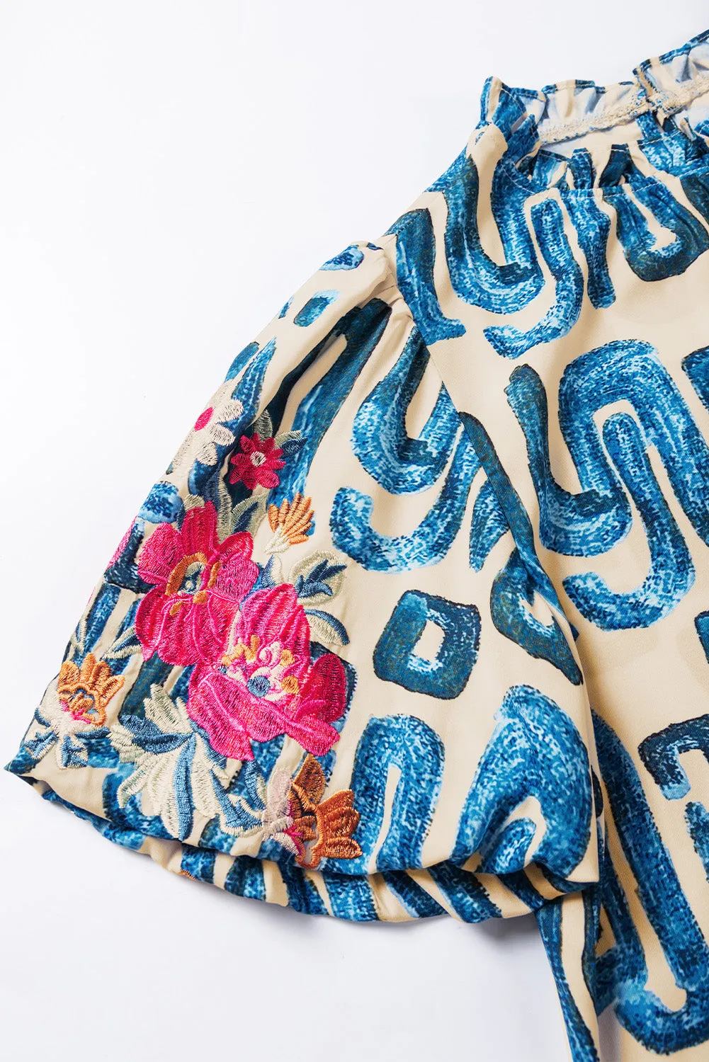 Frilled Neck Printed Top