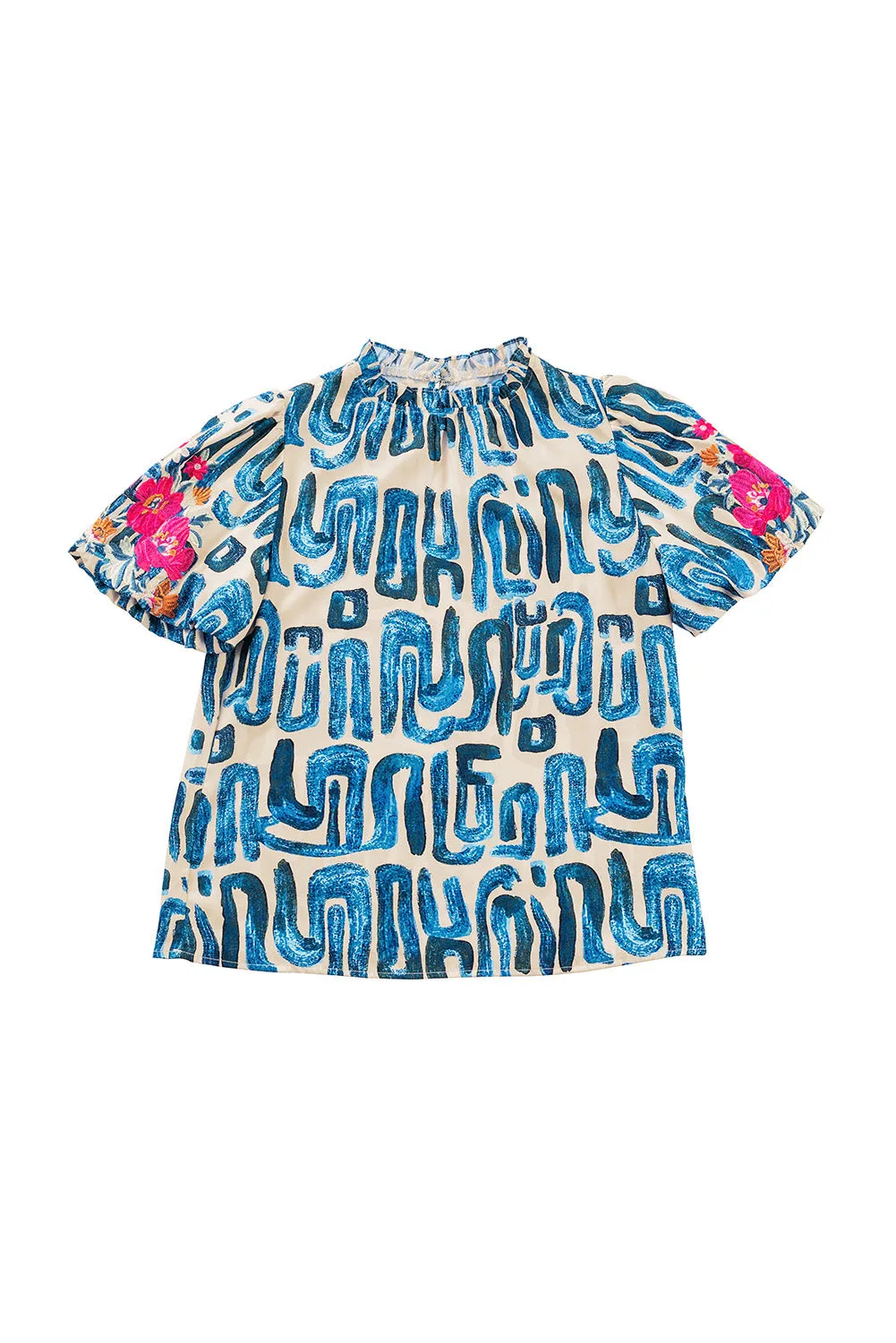 Frilled Neck Printed Top