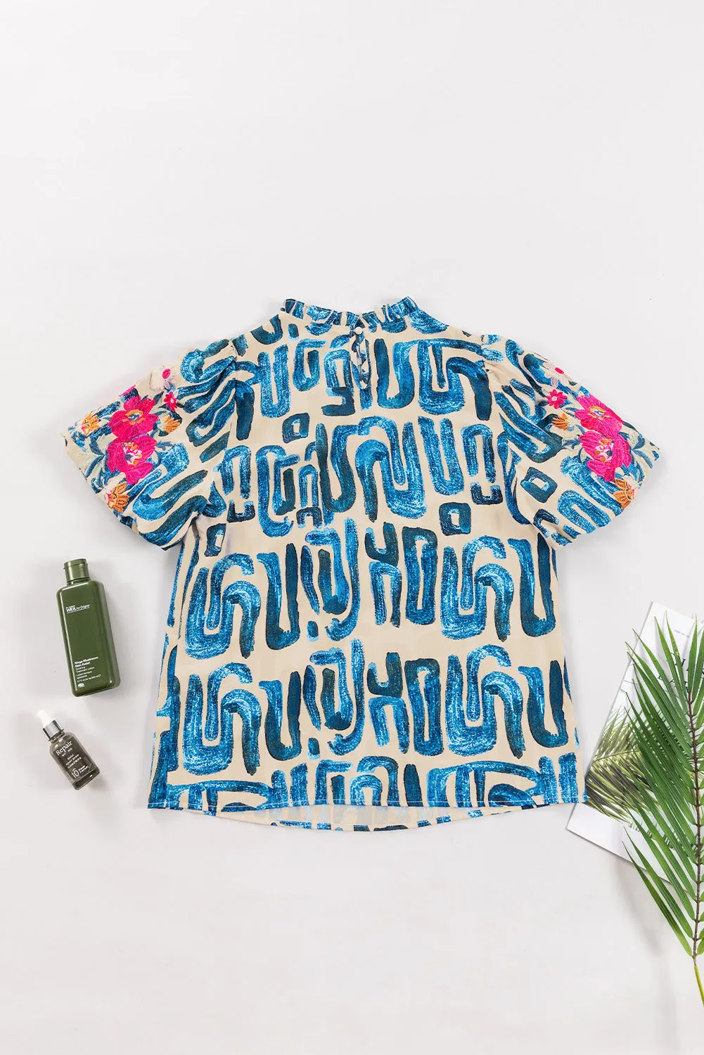 Frilled Neck Printed Top