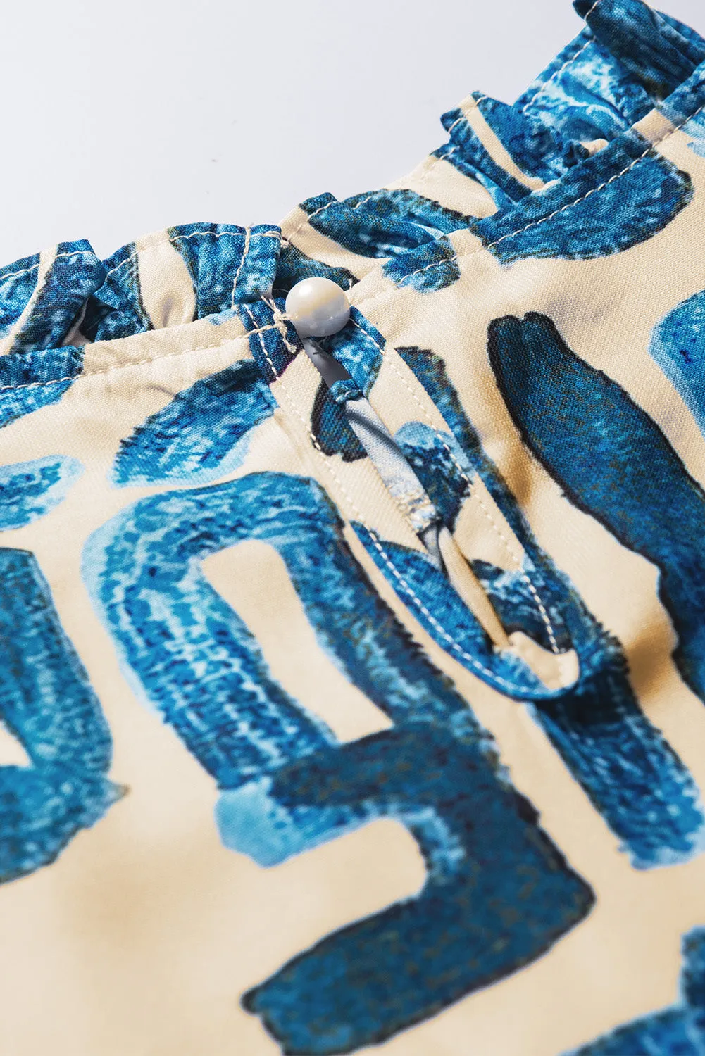 Frilled Neck Printed Top