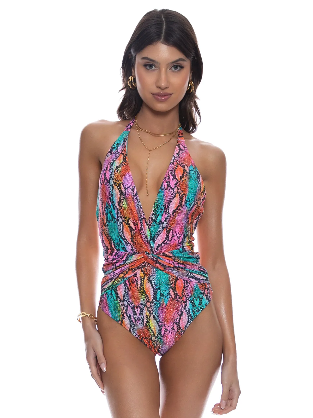 Front Twist Halter One-Piece