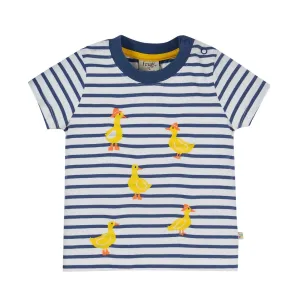 Frugi Ennis Infant T-Shirt Kr5na Navy Stripe Ducks