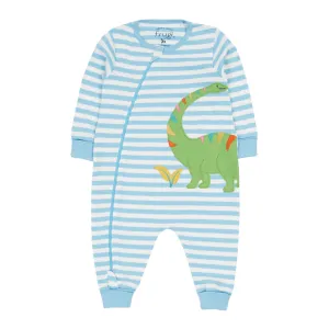 Frugi Zelah Kimono Zip Romper Stripe Dino