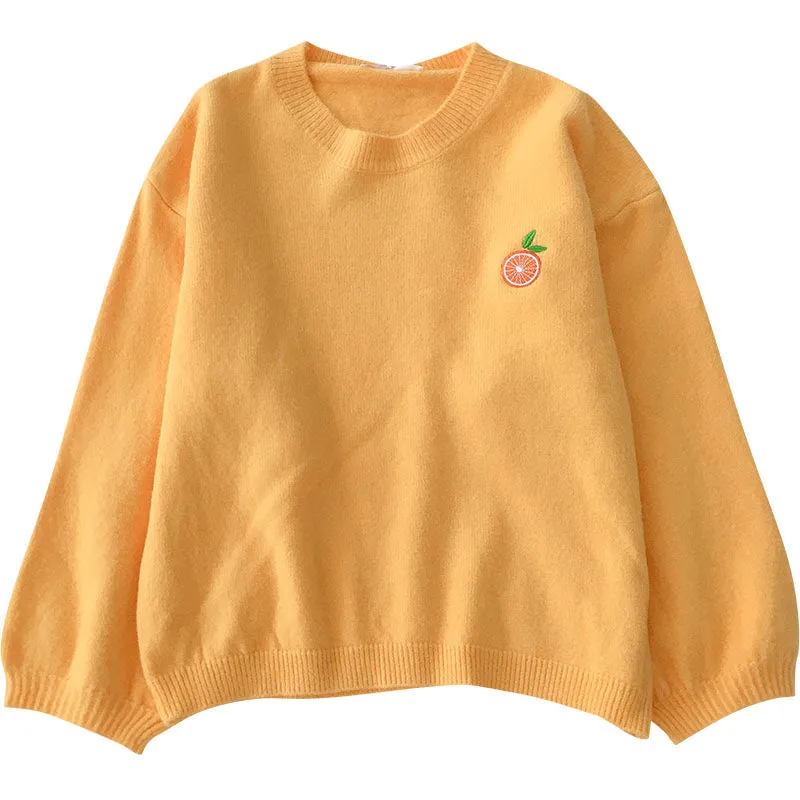 Fruit Embroidered Sweater KF9536
