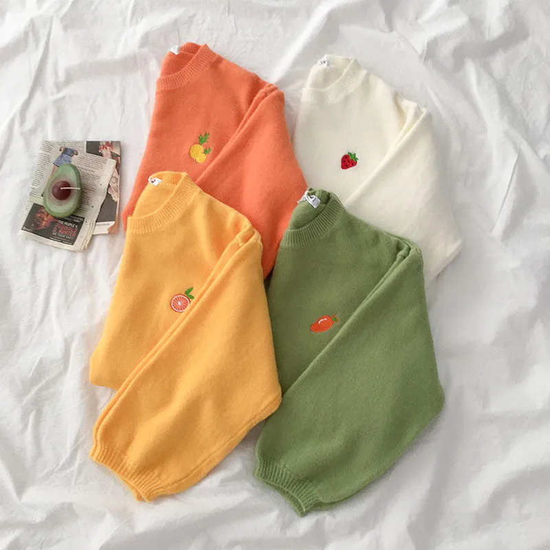 Fruit Embroidered Sweater KF9536