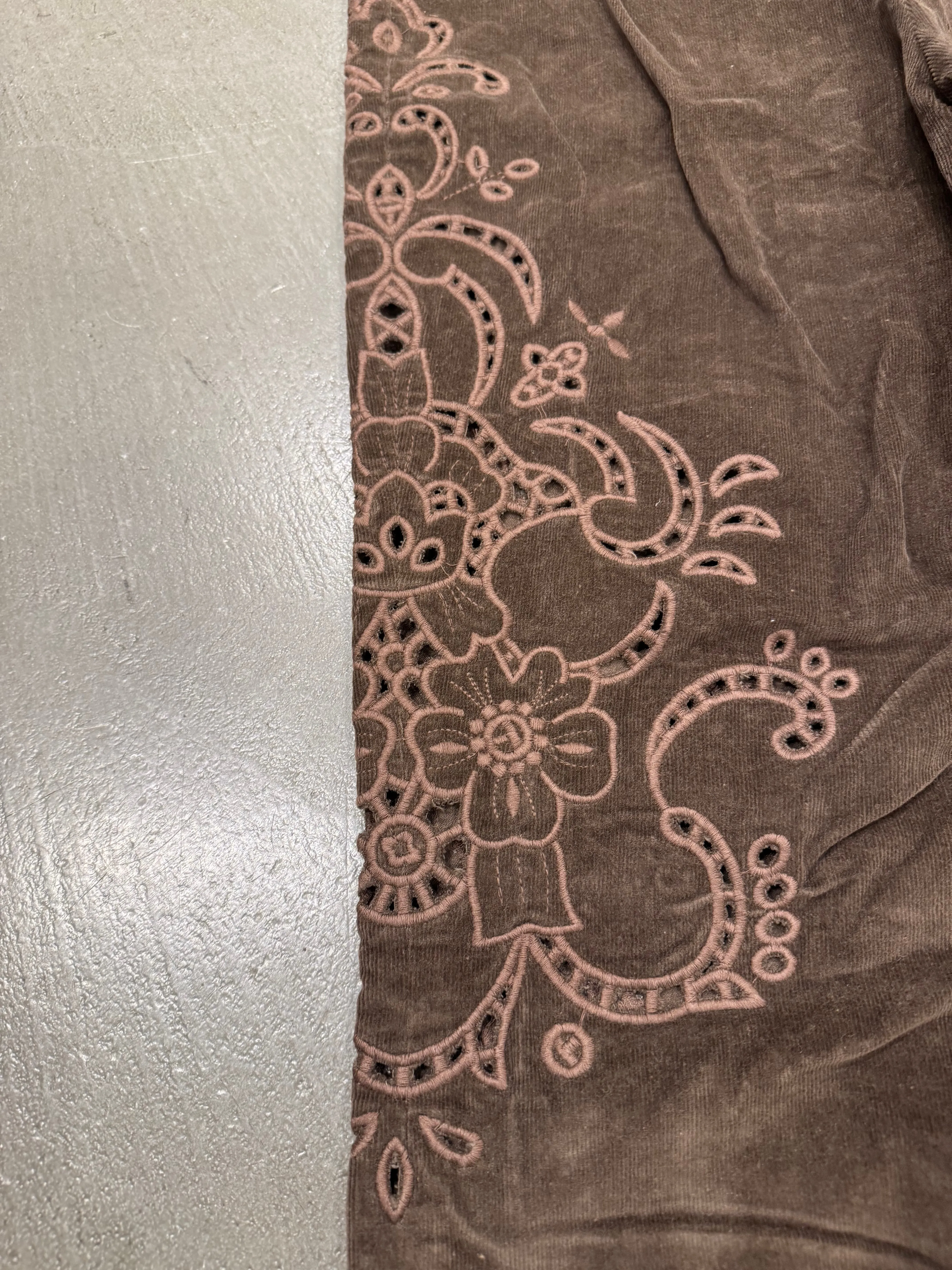 F/W 2002 Dolce & Gabbana embroidered brown corduroy bootcut pants
