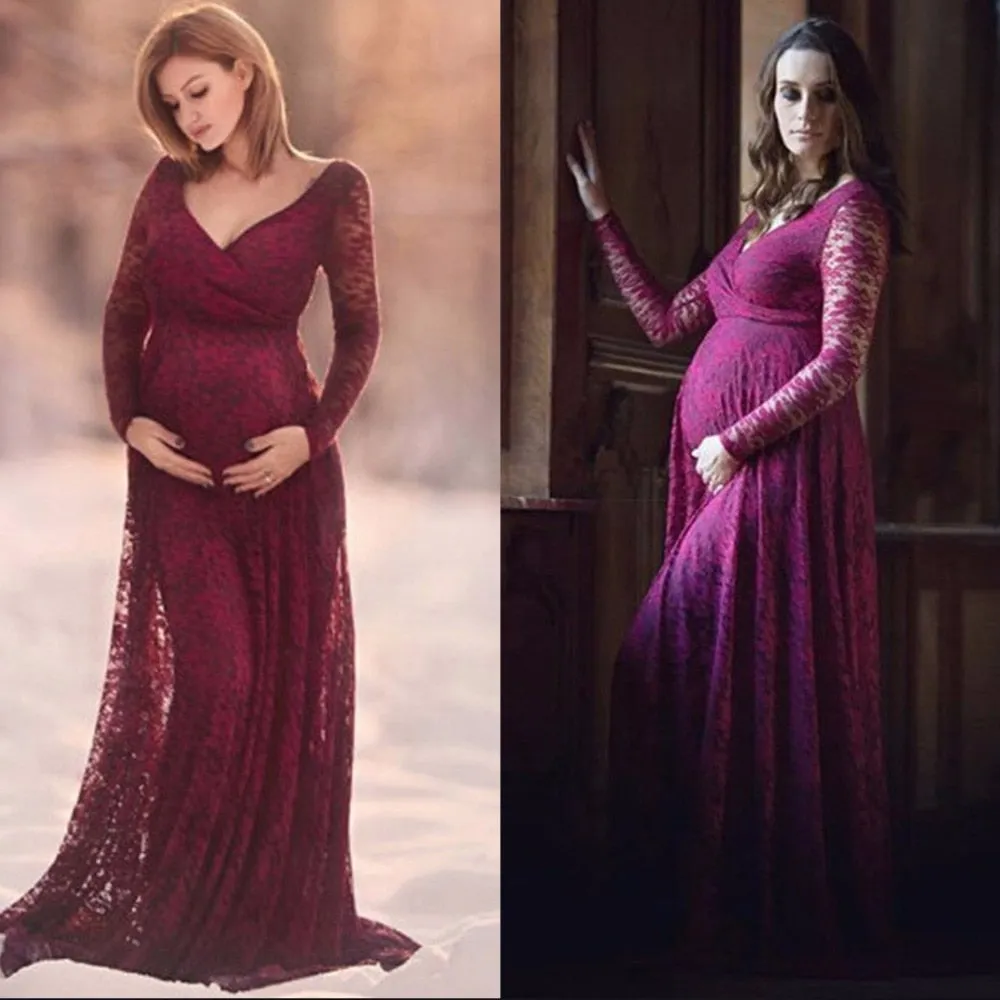 Gail Freeman M-2XL Lace Maternity V-Neck Wedding Gown, Bridesmaid or Party Dress
