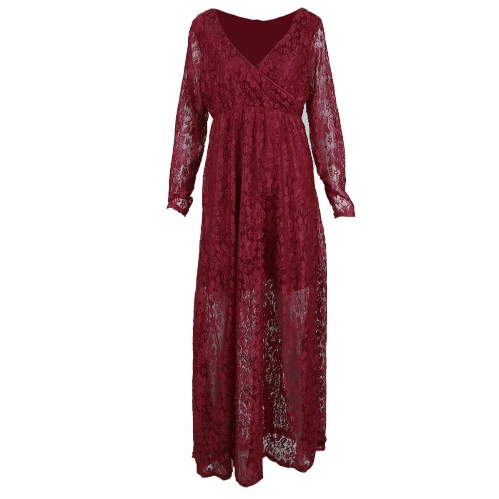 Gail Freeman M-2XL Lace Maternity V-Neck Wedding Gown, Bridesmaid or Party Dress