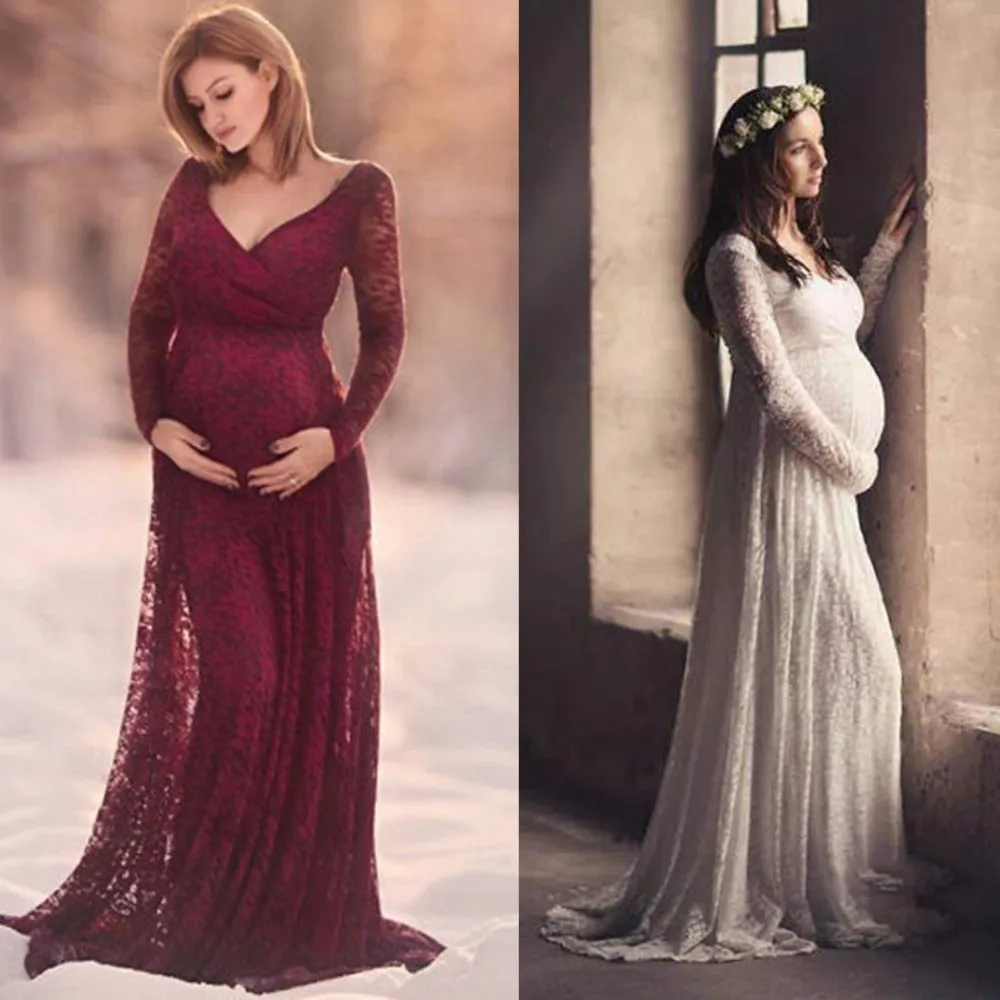 Gail Freeman M-2XL Lace Maternity V-Neck Wedding Gown, Bridesmaid or Party Dress