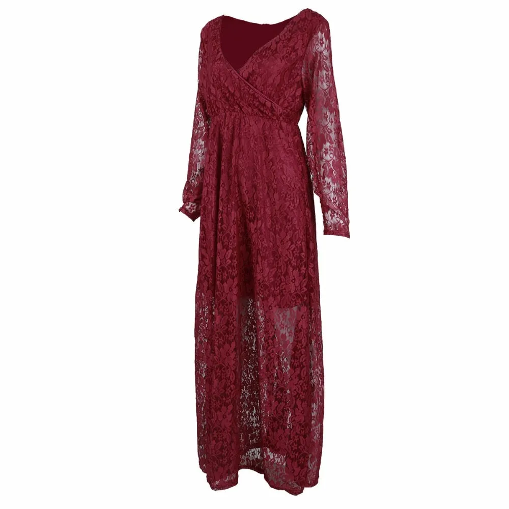 Gail Freeman M-2XL Lace Maternity V-Neck Wedding Gown, Bridesmaid or Party Dress
