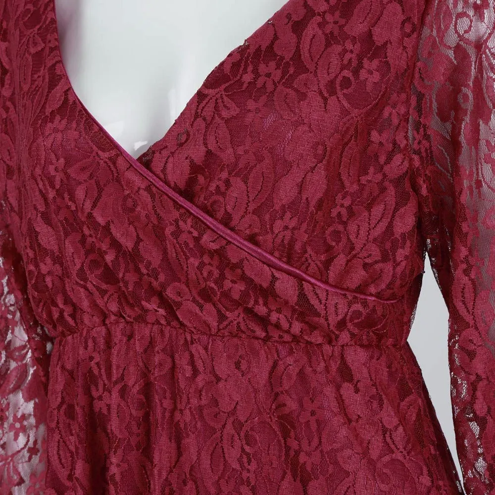 Gail Freeman M-2XL Lace Maternity V-Neck Wedding Gown, Bridesmaid or Party Dress