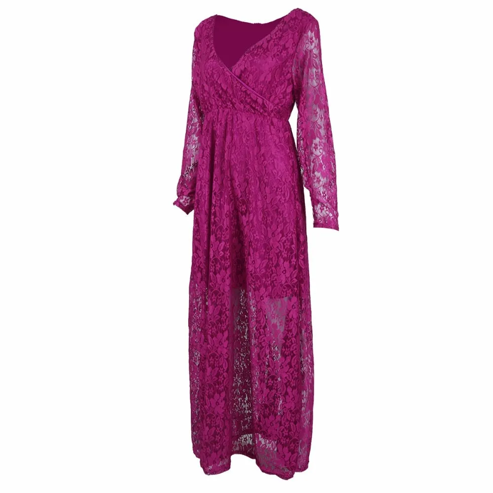 Gail Freeman M-2XL Lace Maternity V-Neck Wedding Gown, Bridesmaid or Party Dress
