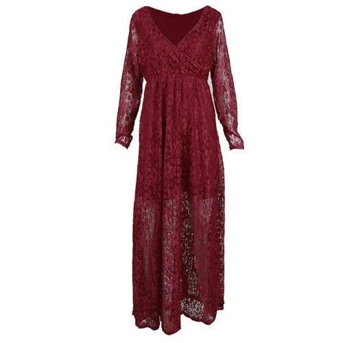 Gail Freeman M-2XL Lace Maternity V-Neck Wedding Gown, Bridesmaid or Party Dress