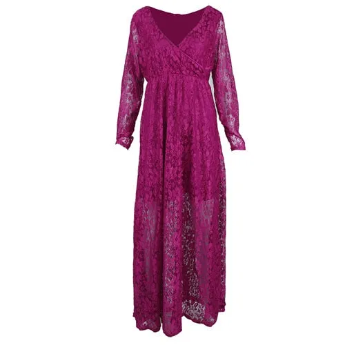 Gail Freeman M-2XL Lace Maternity V-Neck Wedding Gown, Bridesmaid or Party Dress