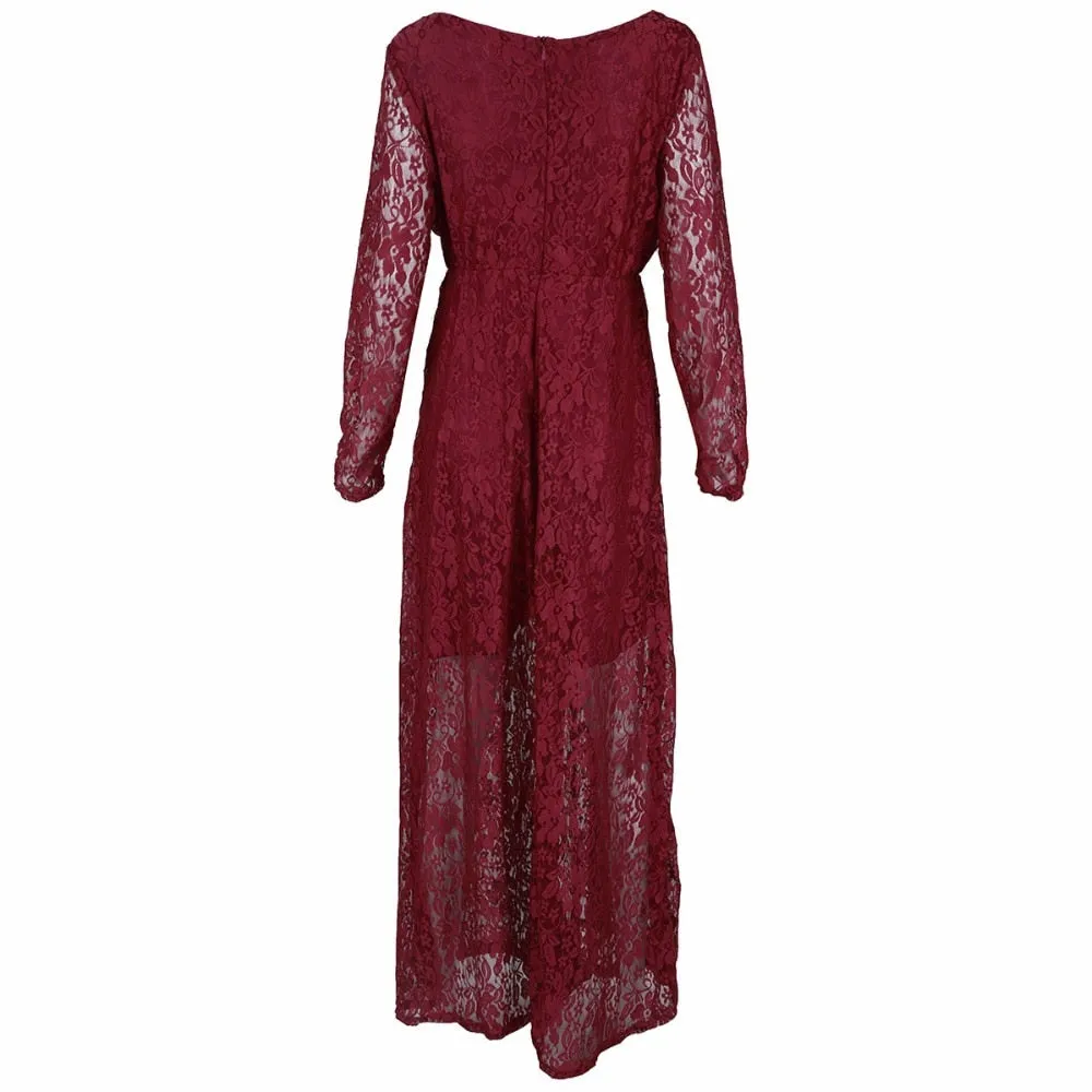Gail Freeman M-2XL Lace Maternity V-Neck Wedding Gown, Bridesmaid or Party Dress