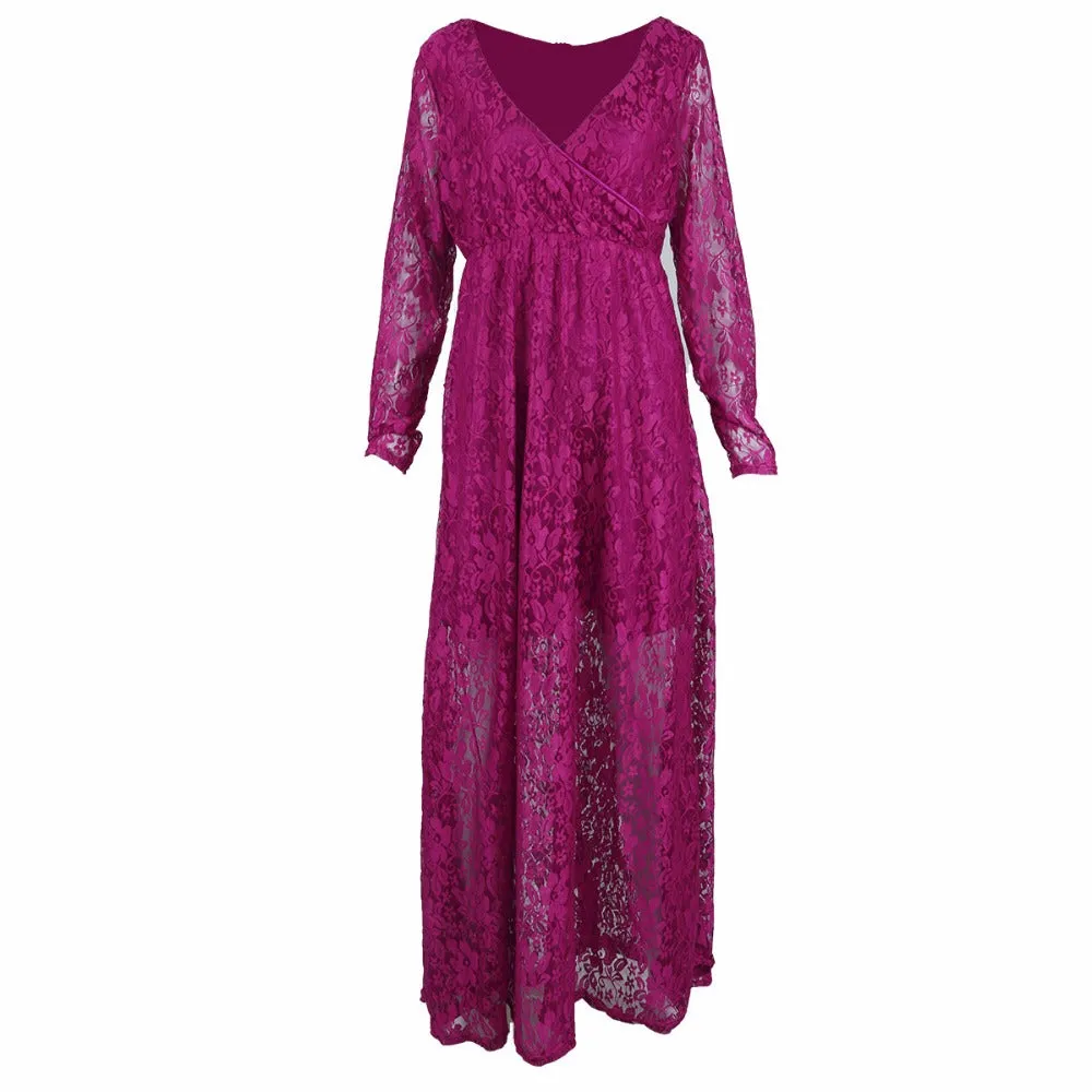 Gail Freeman M-2XL Lace Maternity V-Neck Wedding Gown, Bridesmaid or Party Dress