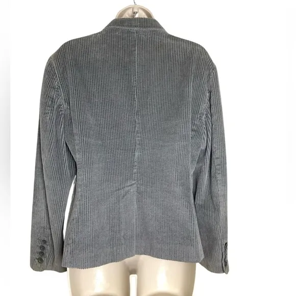 Garnet Hill Corduroy Gray Blazer Jacket Two Buttons Size 8 Cotton Lined