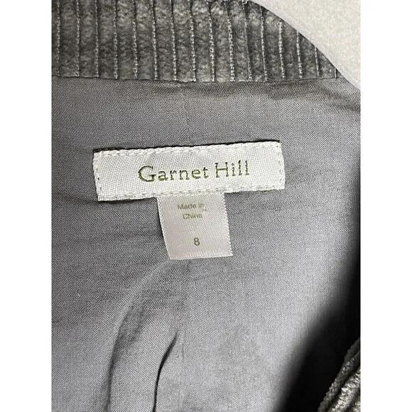 Garnet Hill Corduroy Gray Blazer Jacket Two Buttons Size 8 Cotton Lined