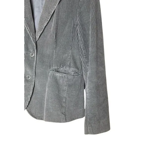 Garnet Hill Corduroy Gray Blazer Jacket Two Buttons Size 8 Cotton Lined