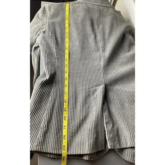 Garnet Hill Corduroy Gray Blazer Jacket Two Buttons Size 8 Cotton Lined