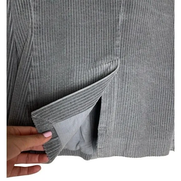 Garnet Hill Corduroy Gray Blazer Jacket Two Buttons Size 8 Cotton Lined