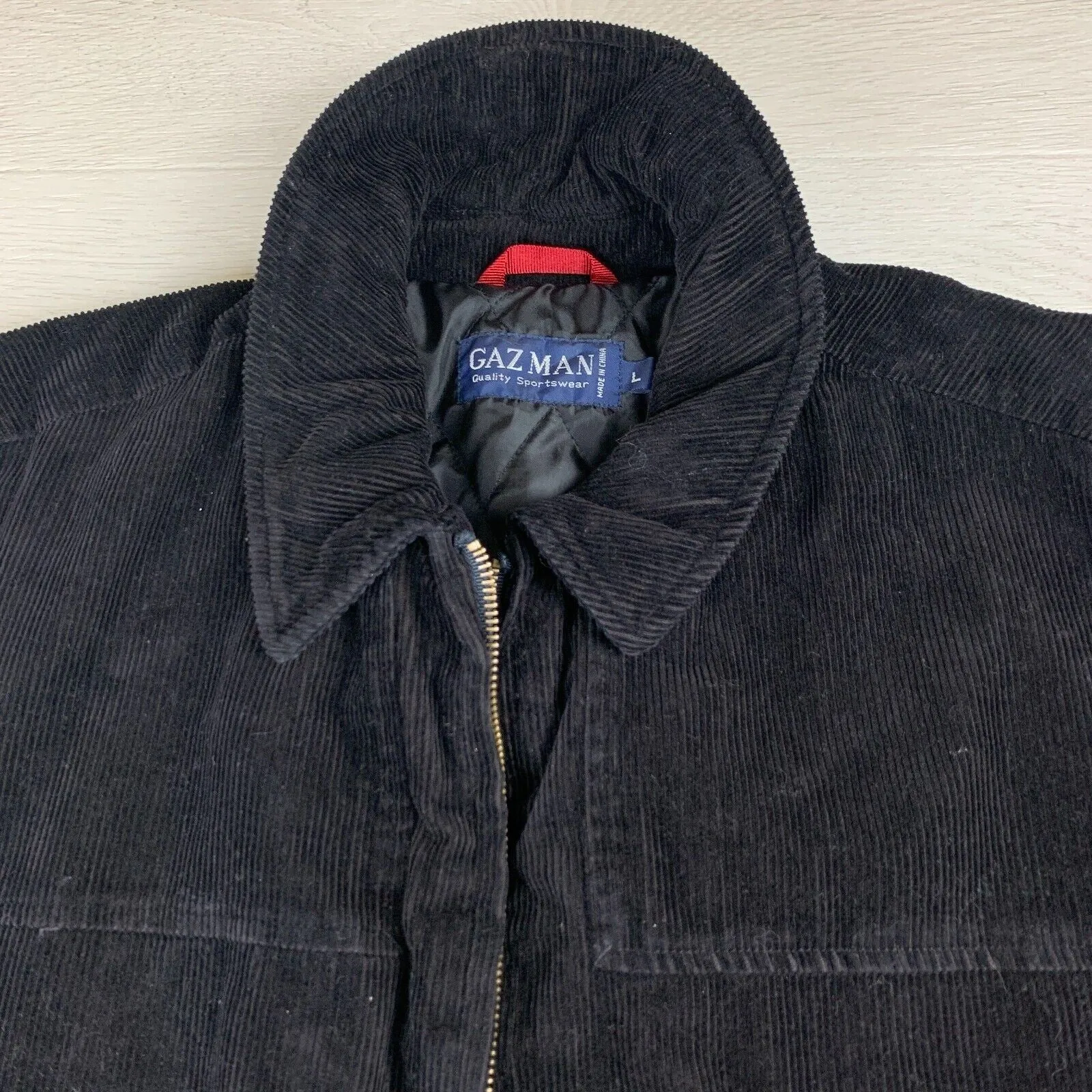 Gazman Mens Black Corduroy Bomber Jacket Size Large (New)