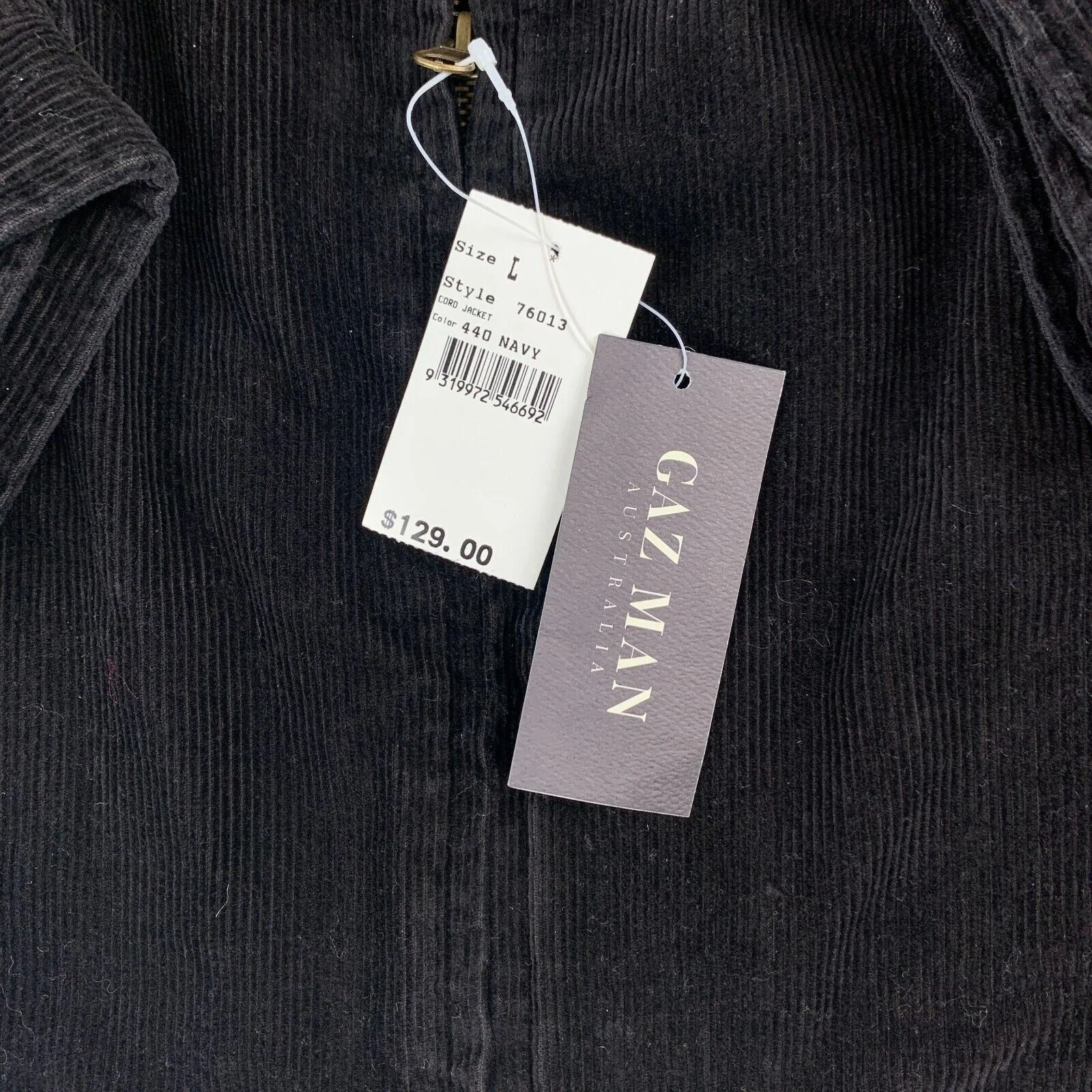 Gazman Mens Black Corduroy Bomber Jacket Size Large (New)