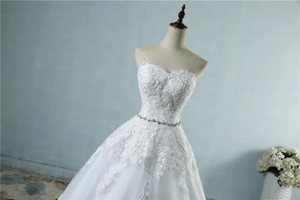 Gigi Cross Lace Flower Sweetheart White Ivory Wedding Dresses Sizes: 2-26 W