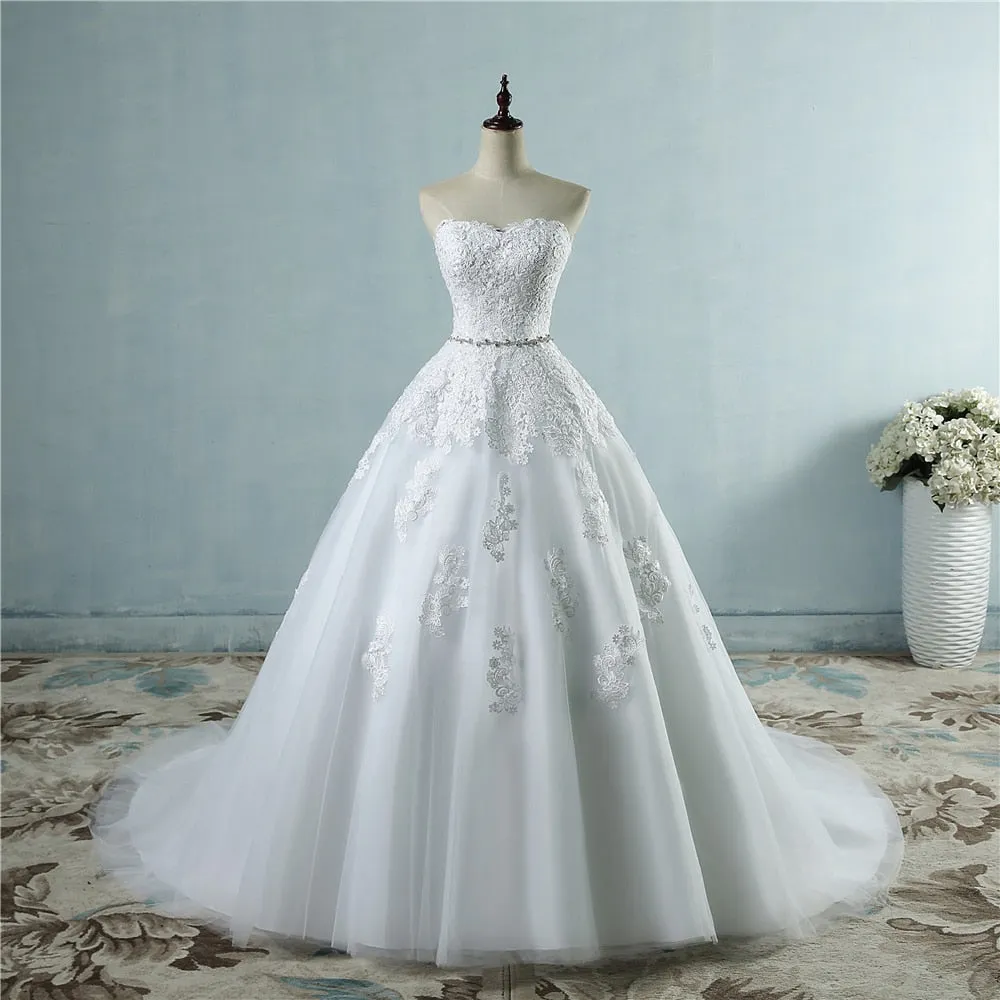Gigi Cross Lace Flower Sweetheart White Ivory Wedding Dresses Sizes: 2-26 W