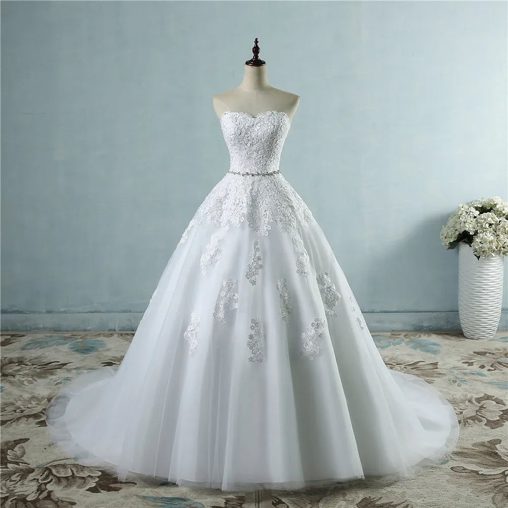Gigi Cross Lace Flower Sweetheart White Ivory Wedding Dresses Sizes: 2-26 W