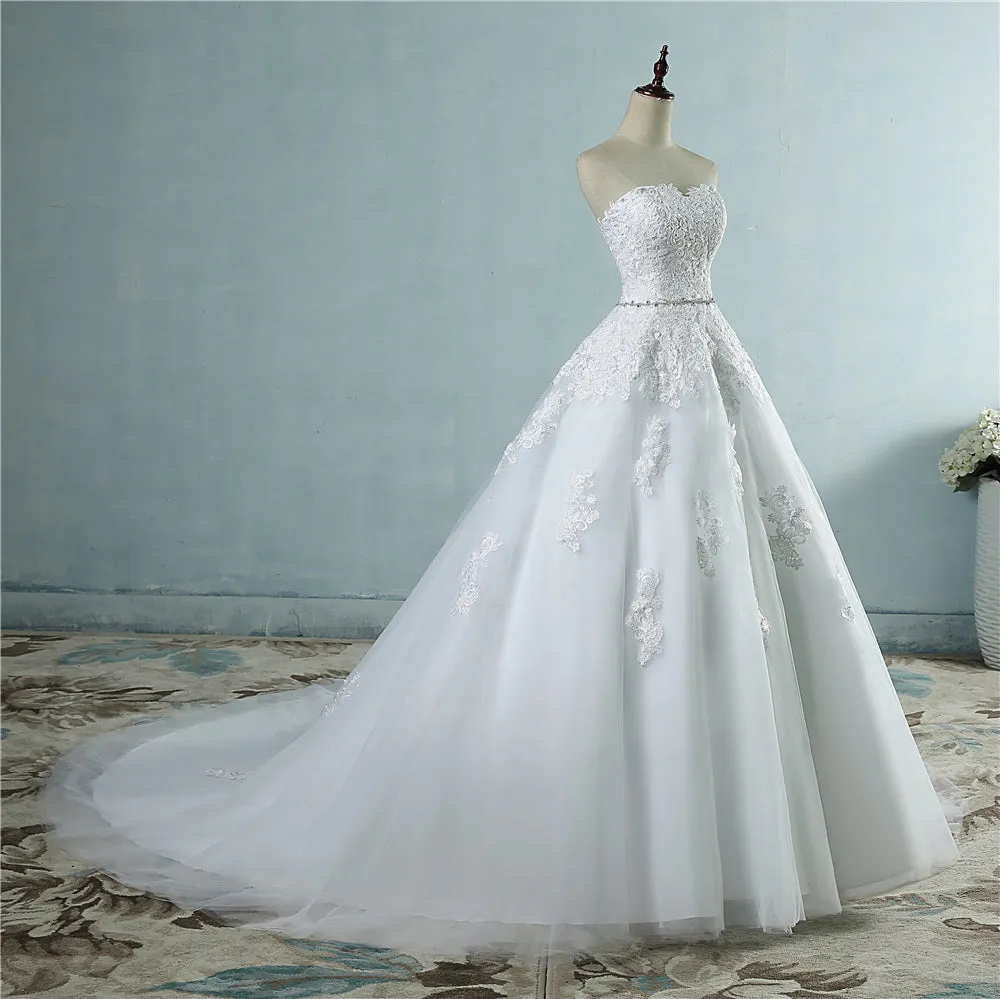 Gigi Cross Lace Flower Sweetheart White Ivory Wedding Dresses Sizes: 2-26 W