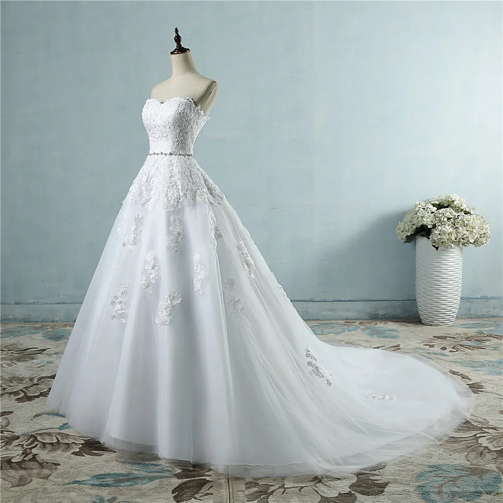 Gigi Cross Lace Flower Sweetheart White Ivory Wedding Dresses Sizes: 2-26 W