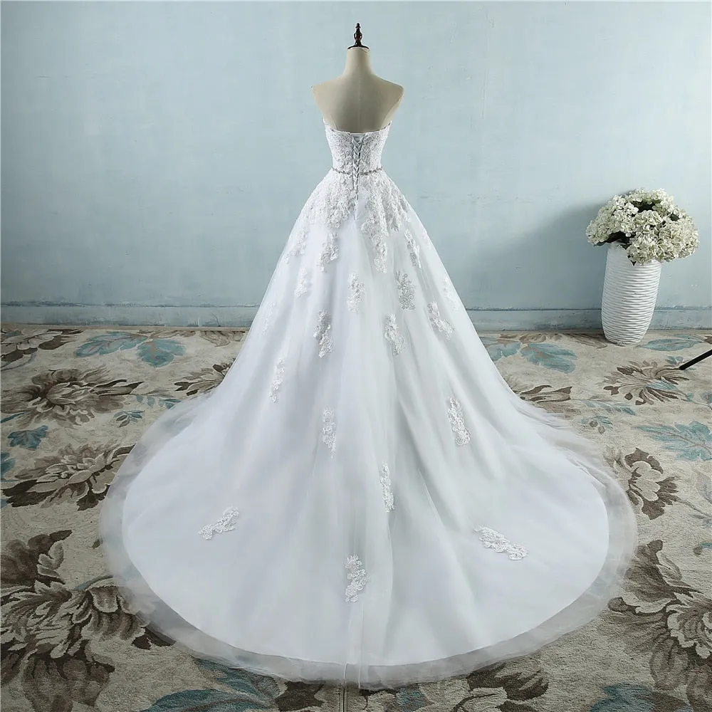 Gigi Cross Lace Flower Sweetheart White Ivory Wedding Dresses Sizes: 2-26 W