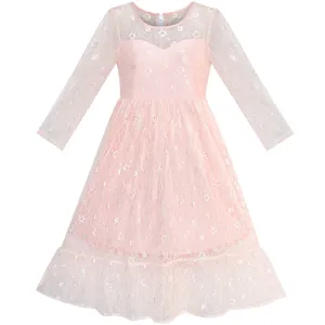 Girls Dress Lace Long Sleeve Maxi Wedding Party Size 6-14 Years