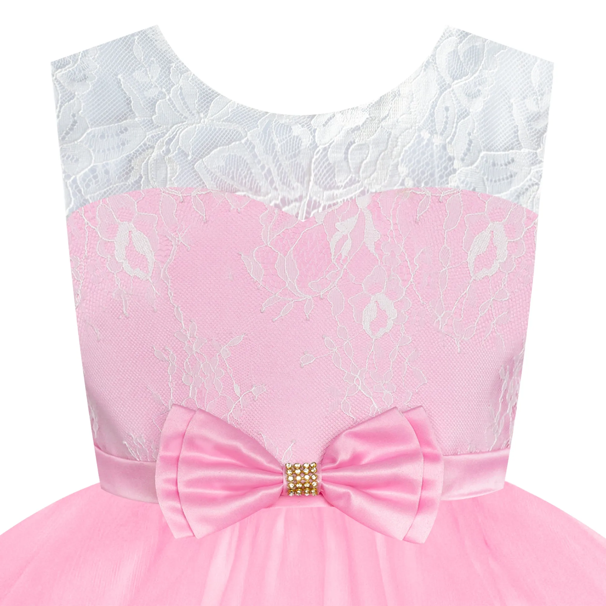 Girls Dress Lace Long Sleeve Maxi Wedding Party Size 6-14 Years