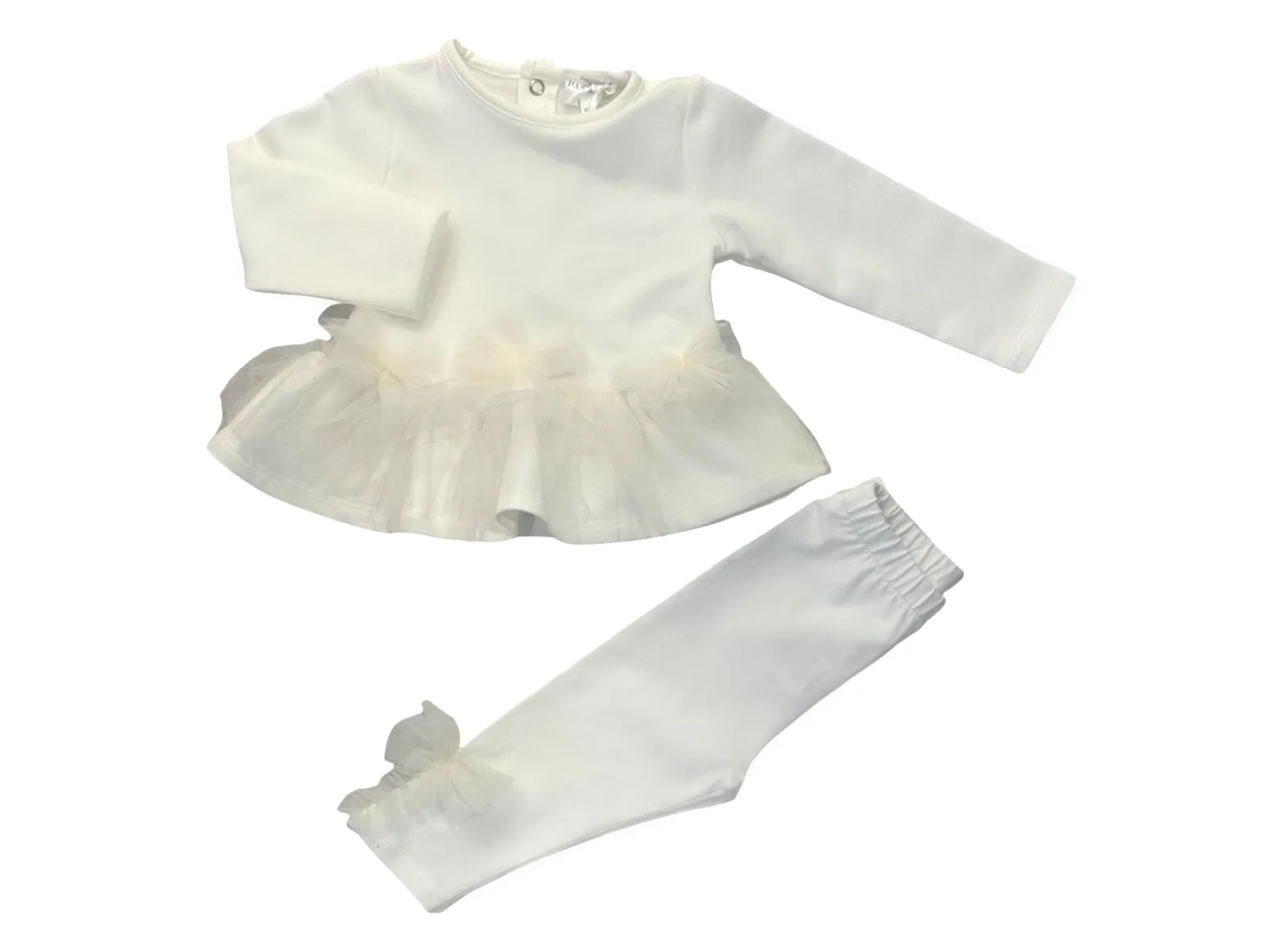 Girls Ivory Cotton Tulle Leggings Set