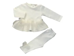 Girls Ivory Cotton Tulle Leggings Set