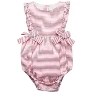 Girls Red Stripe Rompers