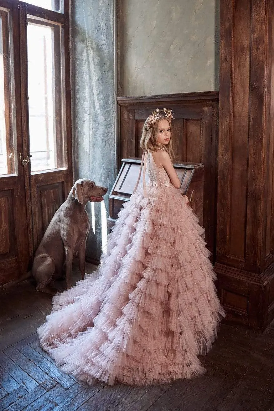 Girls Ruffled Pink Dress for Special Occasions