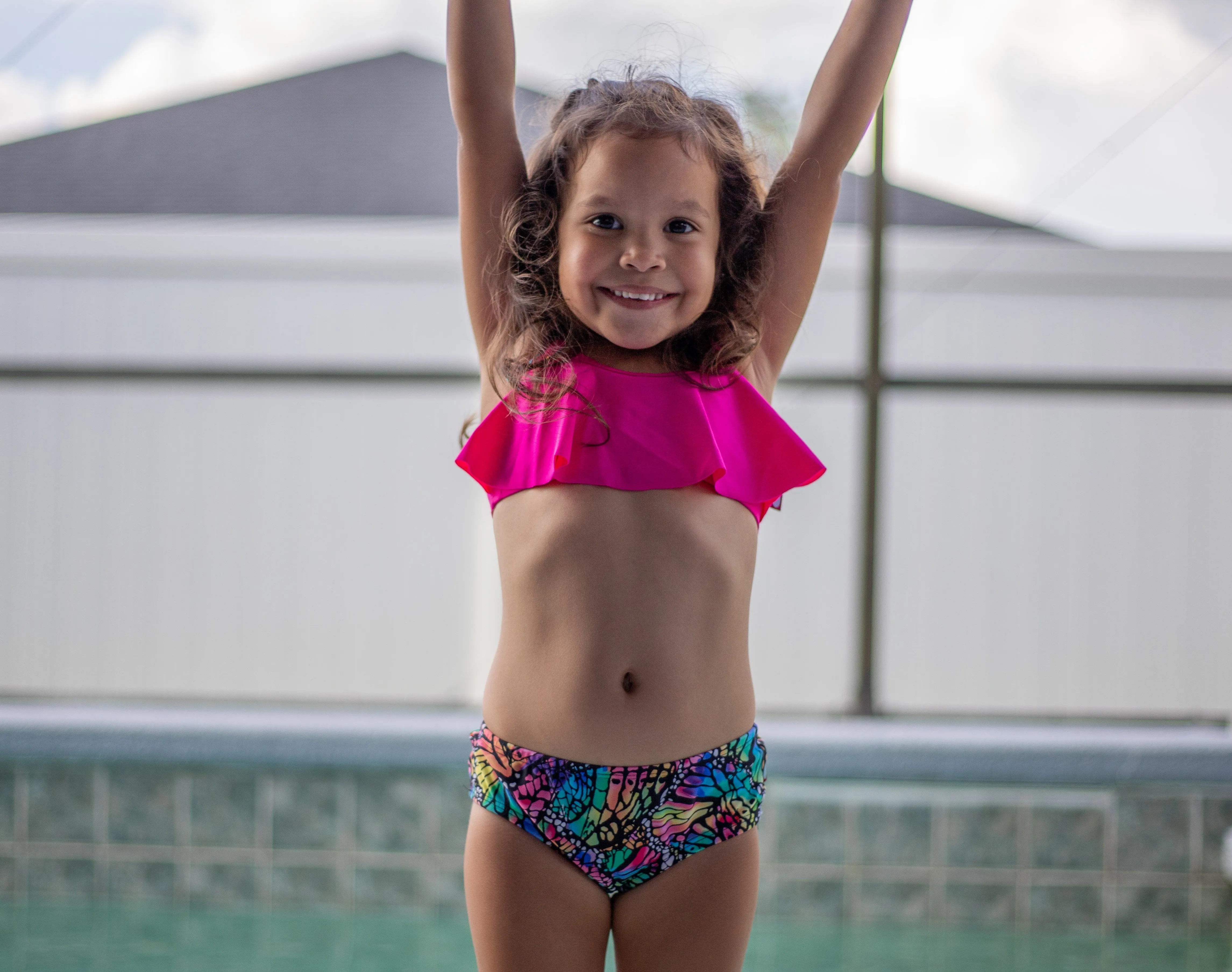 Girls UPF 50  Printed Swim Briefs  | Splatter