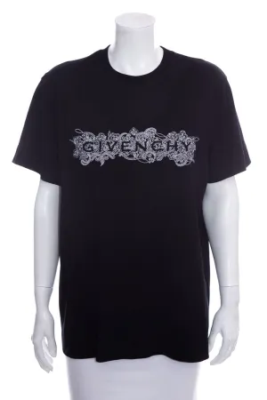 Givenchy Black Embroidered Logo Detail  T-Shirt SZ XS