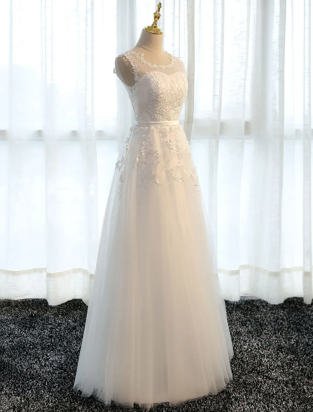 Glamorous Long Evening Dresses Lace Cameo Pink Party Dresses A Line Applique Tulle Maxi Formal Dresses